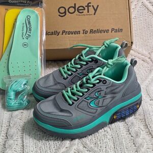 Gravity Defyer Ion Walking Shoes Gray Teal VersoShock Women Size 6 Excellent